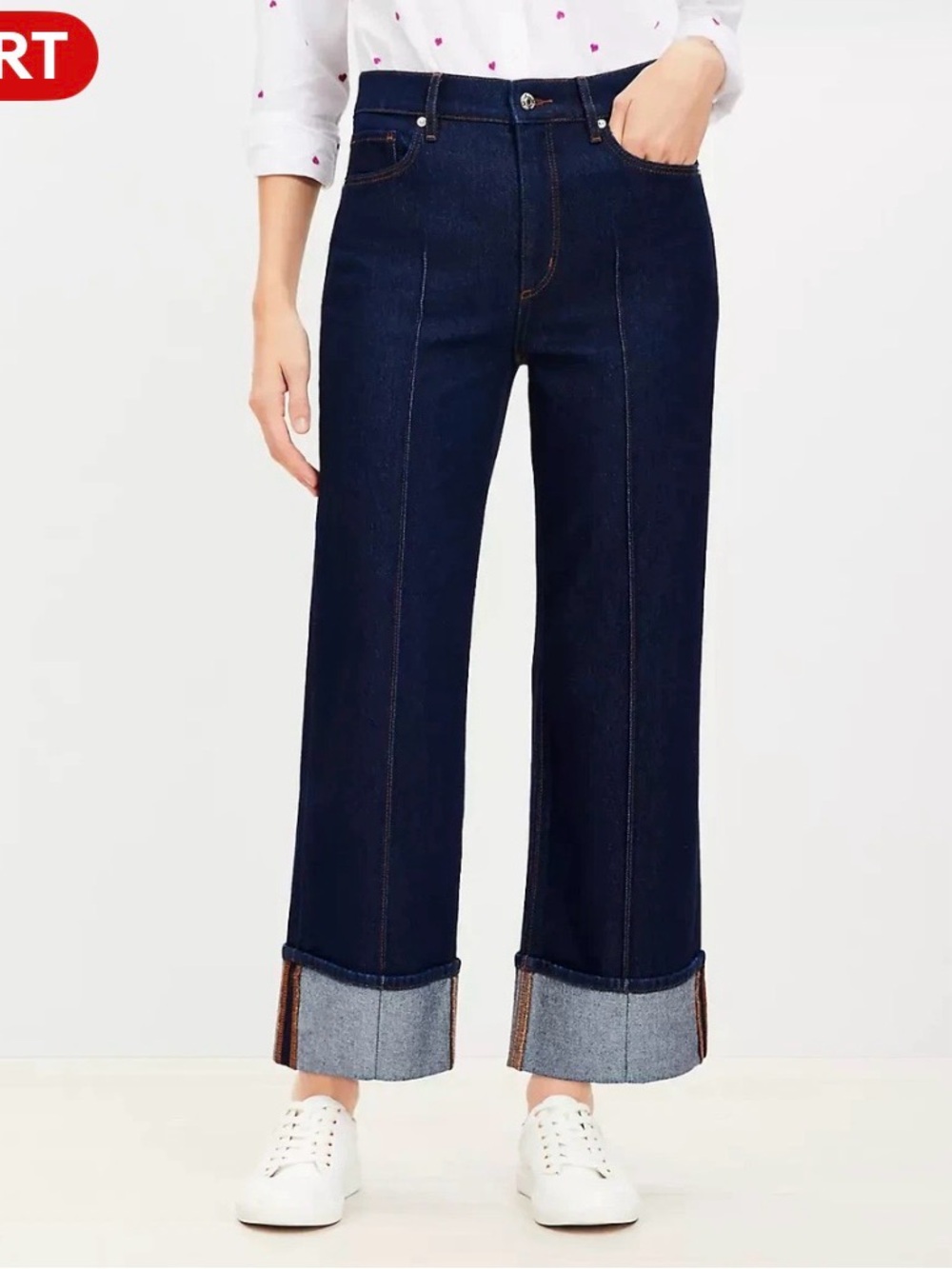 Ann Taylor Wide Leg Crop Jeans High Rise Size 10 Dark Wash Stretch Denim